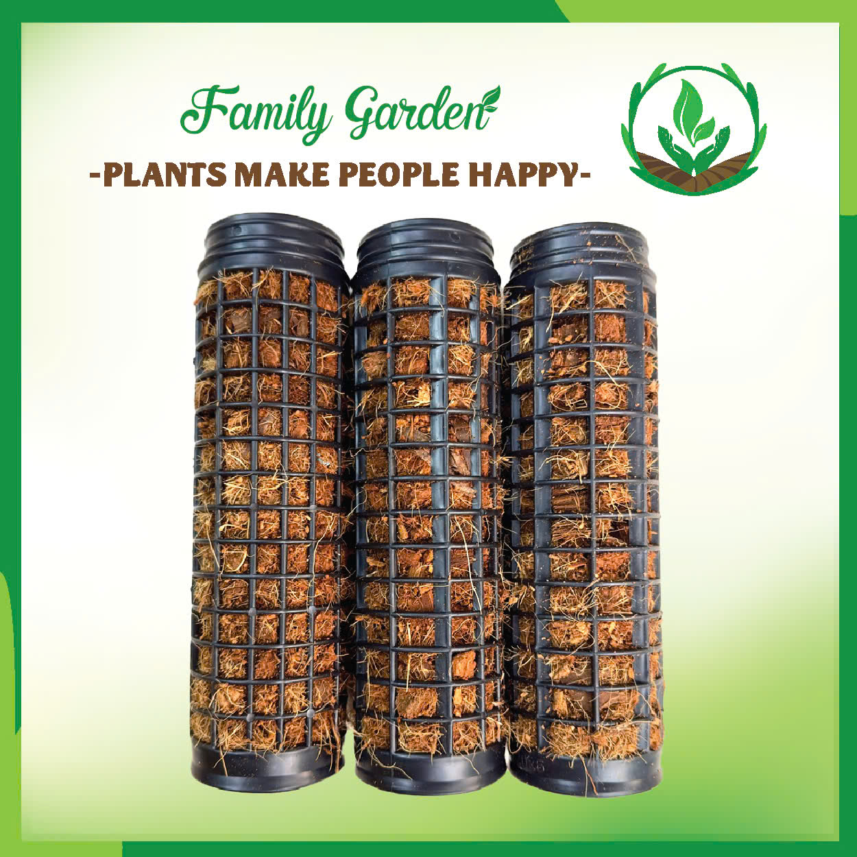 [Family Garden] COMBO 3 Trụ Giá Thể Dừa 20cm, Trụ Nhựa Có Khớp Nối, Trụ Leo, Trụ Trồng Cây Monstera - Màu sắc trụ: Đen