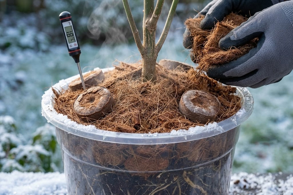 Xơ mụn dừa và viên nén ươm hạt giúp mao rễ ổn định nhiệt độ tốt hơn. 